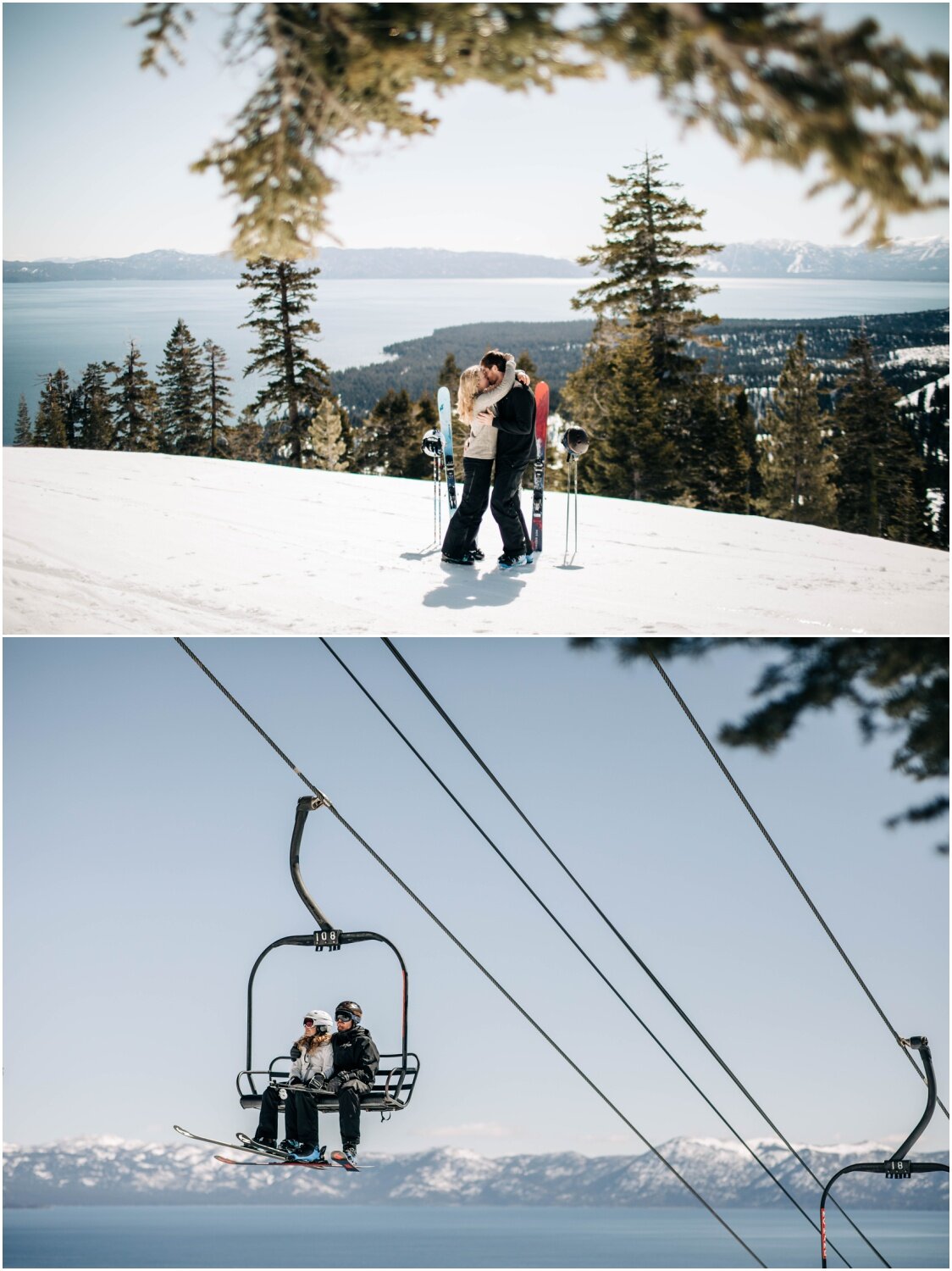 couple skiing at Homewood at Lake Tahoe for their elopement day activity