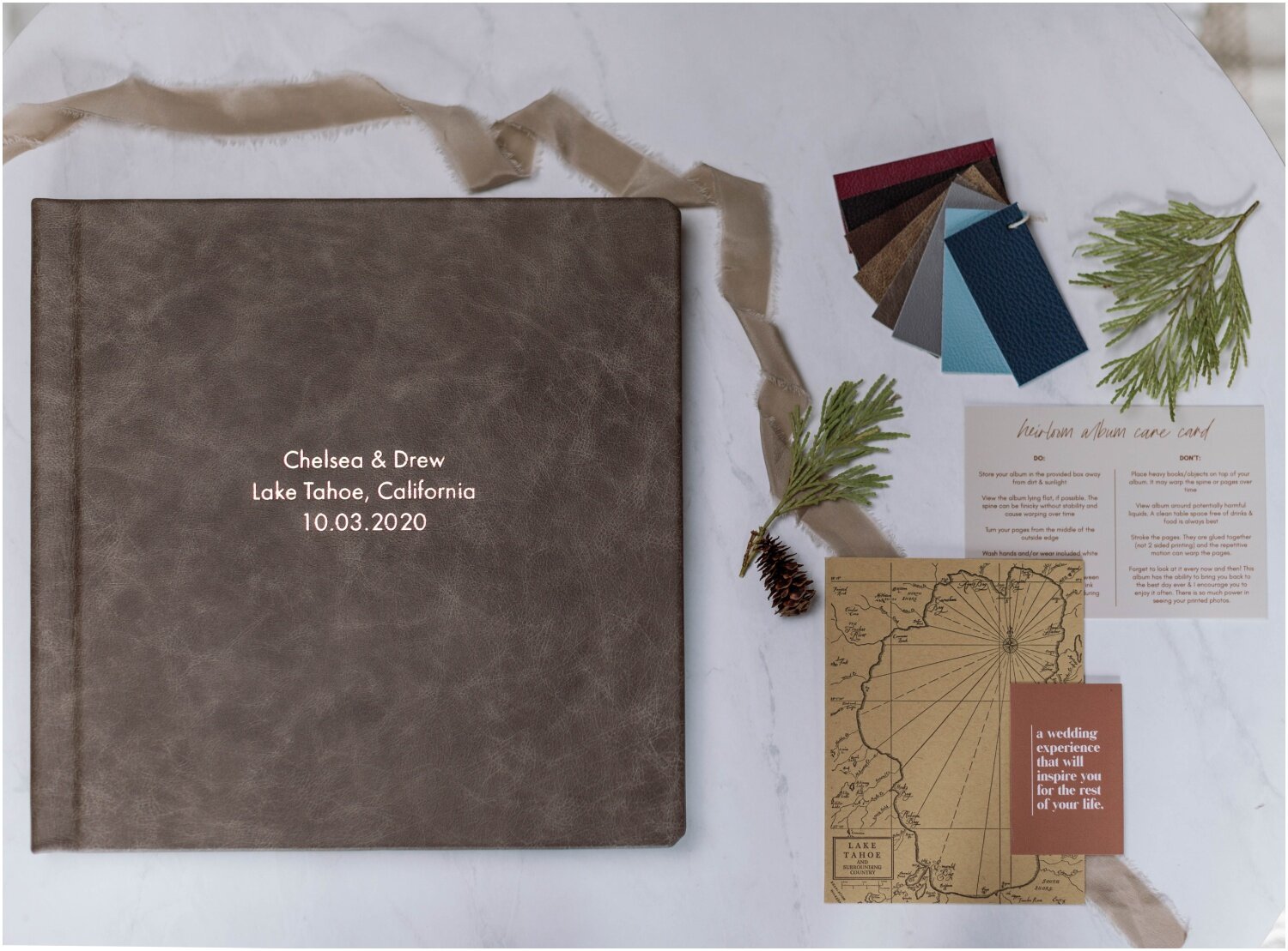 professional wedding album by ruthanne z, lake tahoe elopement photographer